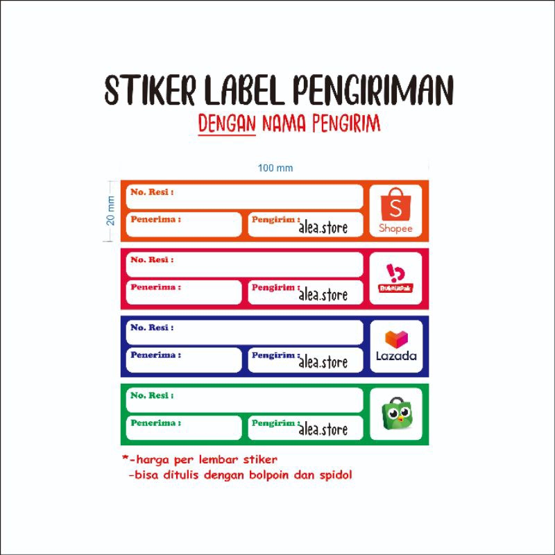 

(ALEA) STIKER LABEL PENGIRIMAN DENGAN NAMA PENGIRIM