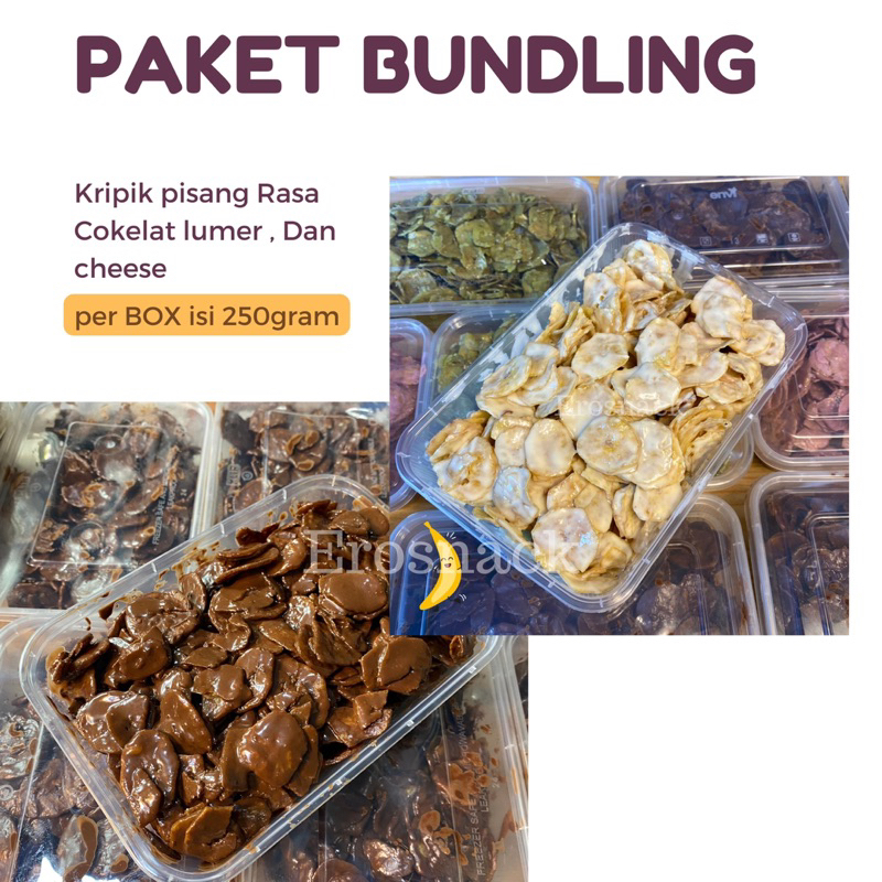 Paket BUNDLING Kripik pisang rasa COKELAT LUMER dan CHEESE (Keju)  total isi 500gram