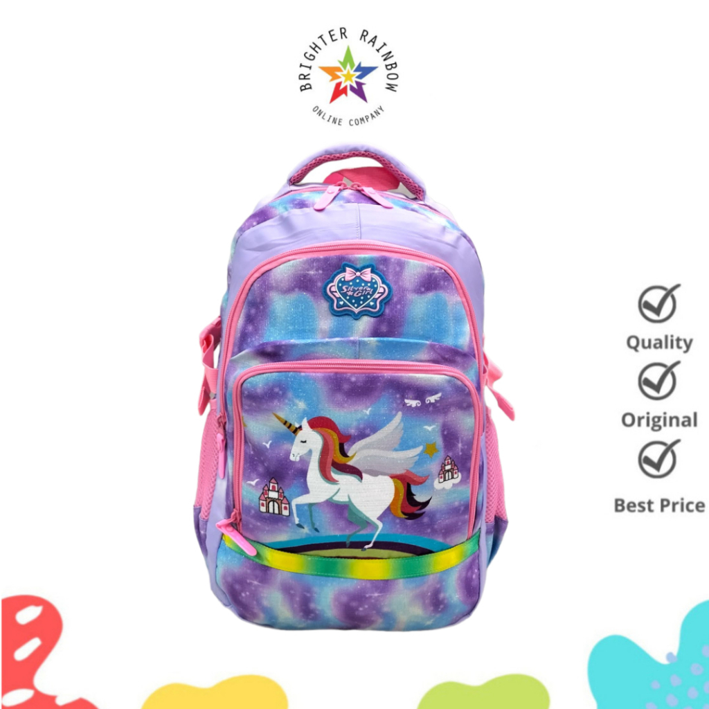 SILVER GIRL 70495E -70795E UNICORN TAS RANSEL ANAK SEKOLAH LAPTOP BACKPACK