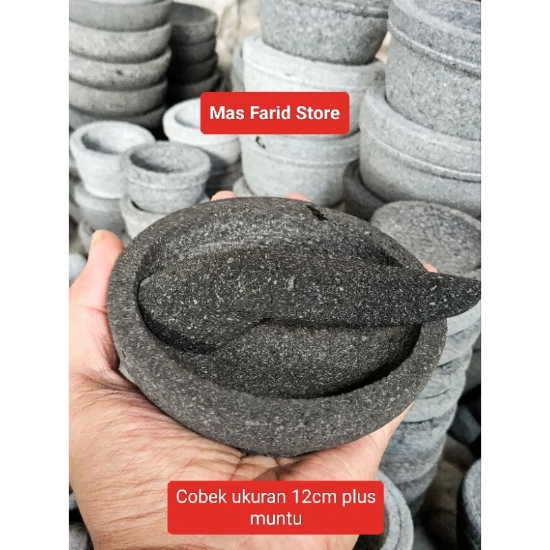 Cobek /Cowek/Coet Batu Asli Ukuran 12cm