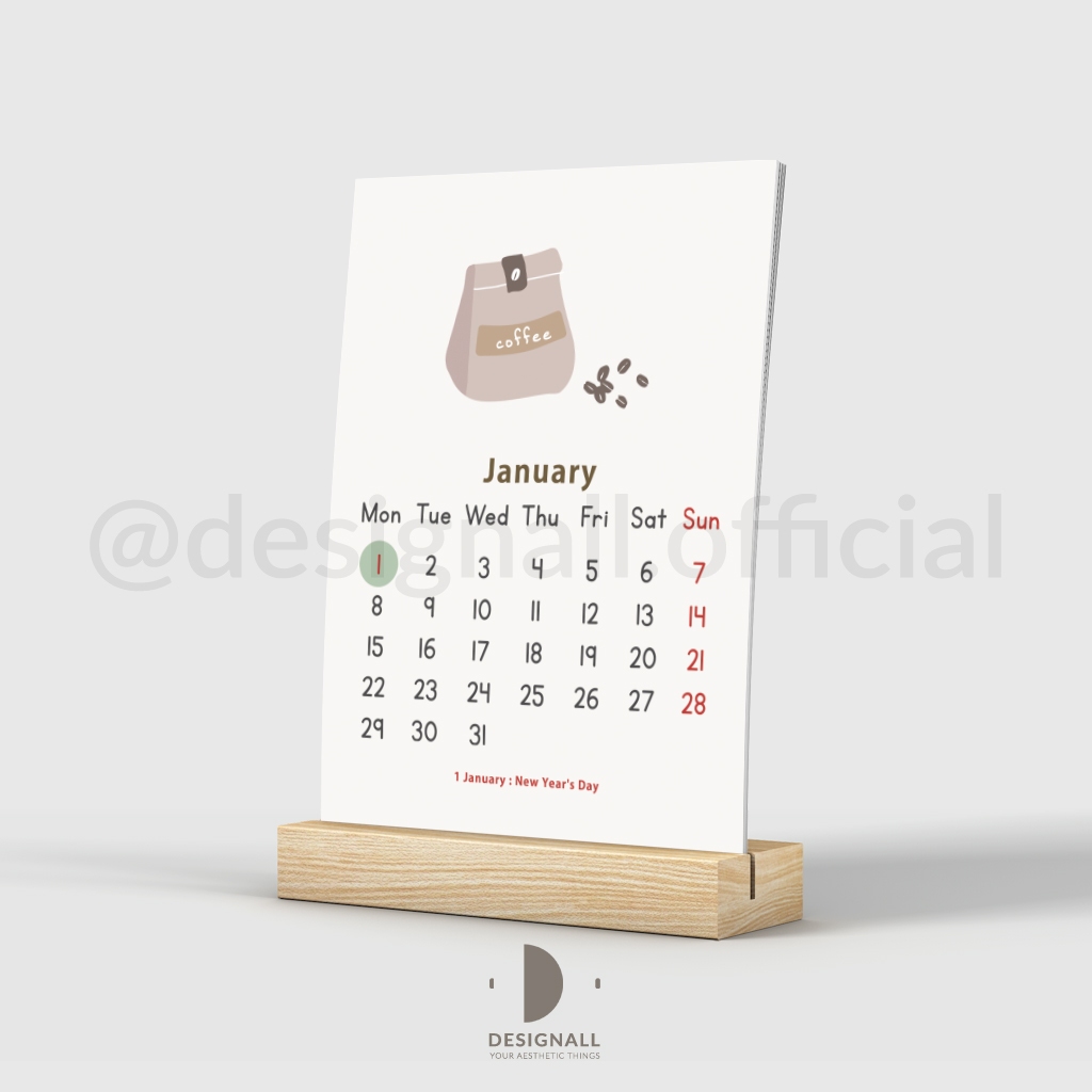 

Designall Kalender Aesthetic 2024 KF + Penyangga Kayu