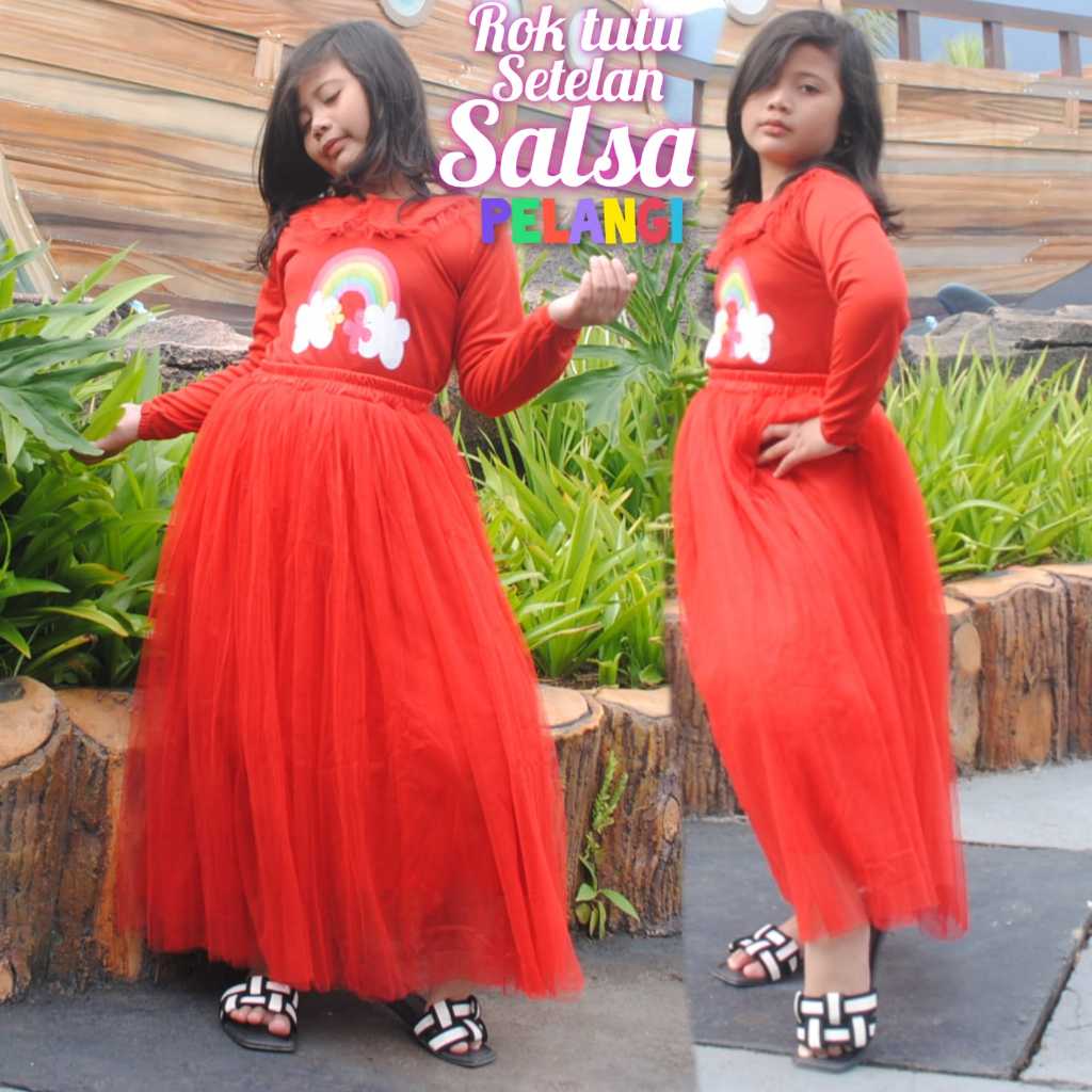 ROK TUTU SETELAN SALSA PELANGI--ROK TUTU SETELAN ANAK PEREMPUAN--ROK TUTU PREMIUM--ROK TUTU PANJANG-
