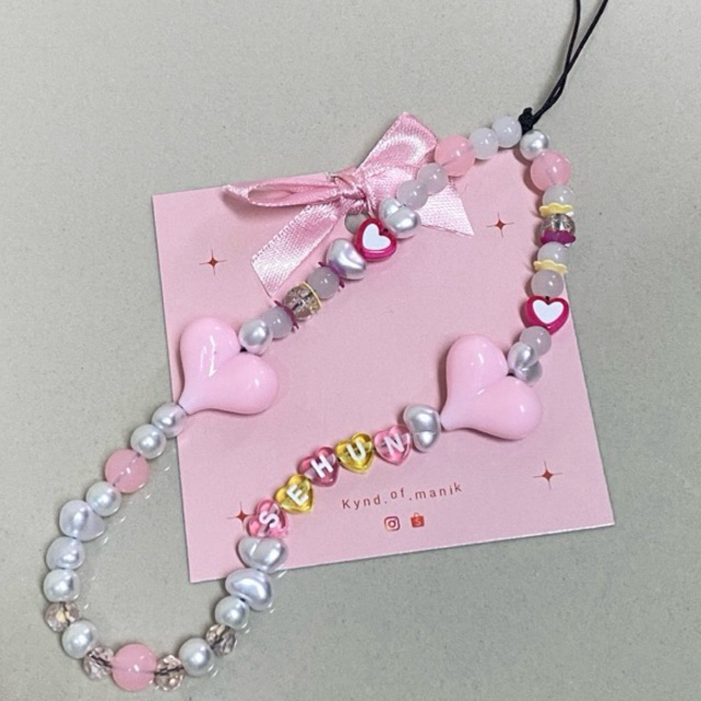 LOVE PHONE STRAP | Strap hp | Custom phone strap | Beaded phone strap | custom nama strap hp