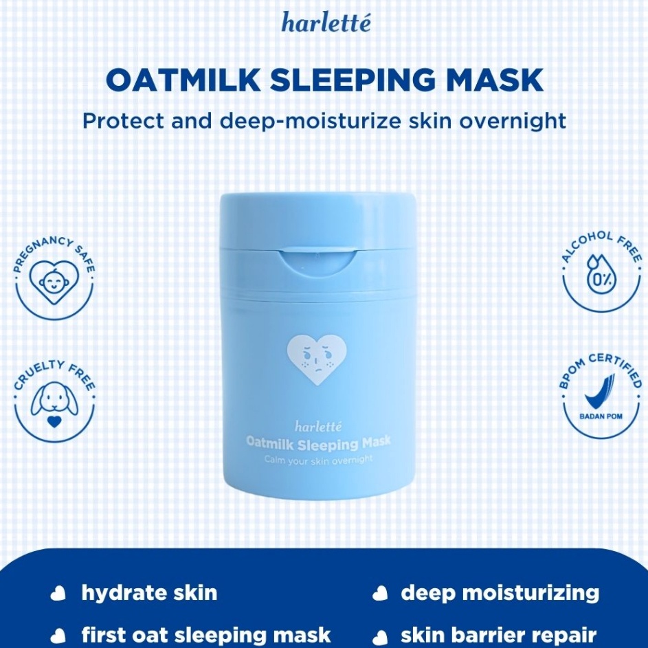 [KODE KZ609] [LIMITED EDITION] Harlette Oatmilk Sleeping Mask | Acne Prone, Dry,bination, Troubled Skin