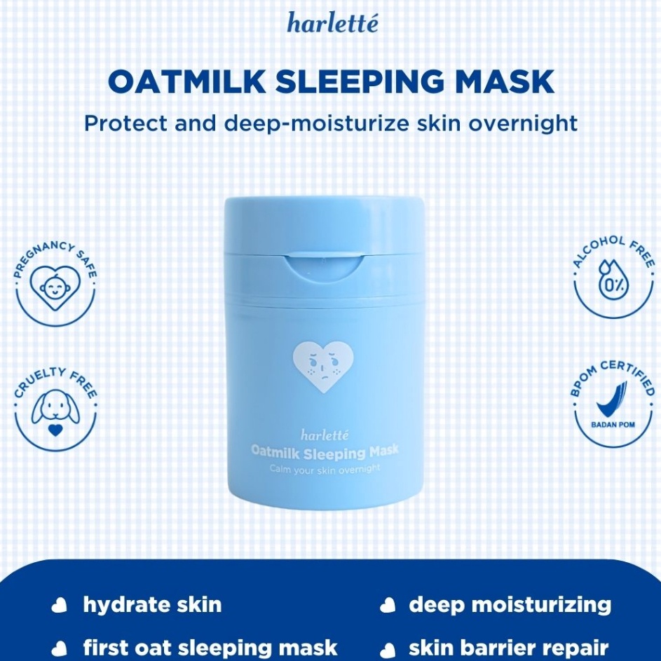 [KODE KZ609] [LIMITED EDITION] Harlette Oatmilk Sleeping Mask | Acne Prone, Dry,bination, Troubled S