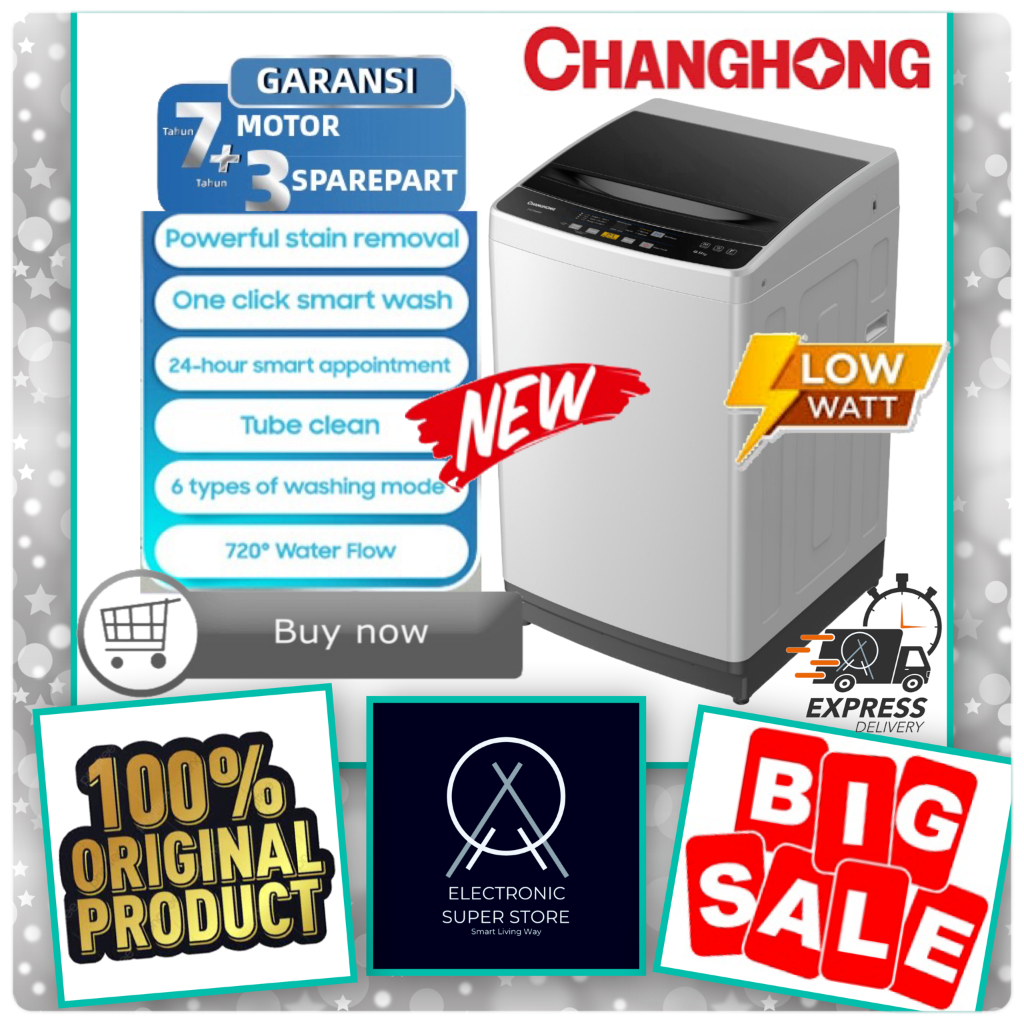 MESIN CUCI 1 TABUNG CHANGHONG FWT8600S FWT 8600S 8600S 8KG WASHING MACHINE SUPER LOW WATT CHANGHONG 