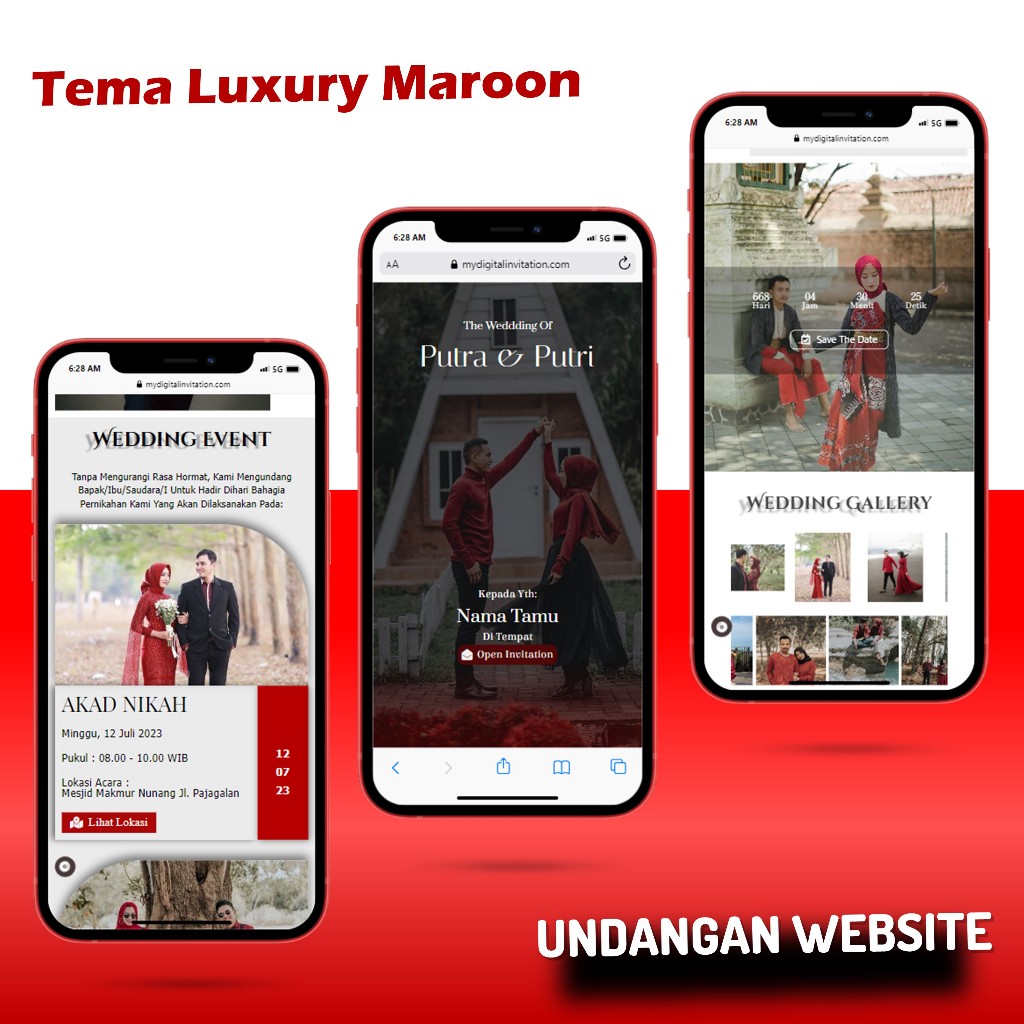 iDk90 Undangan Digital Website Pernikahan Tema Luxury Elegan & Tema Adat Jawa, Batak, Minang - Tema