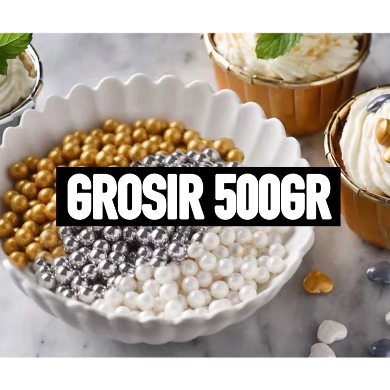 

[☼V56&] Grosir 500gr White Silver Gold Shimmer Gold Black Pink Blue Sprinkle Hiasan Kue Ultah Eleoen