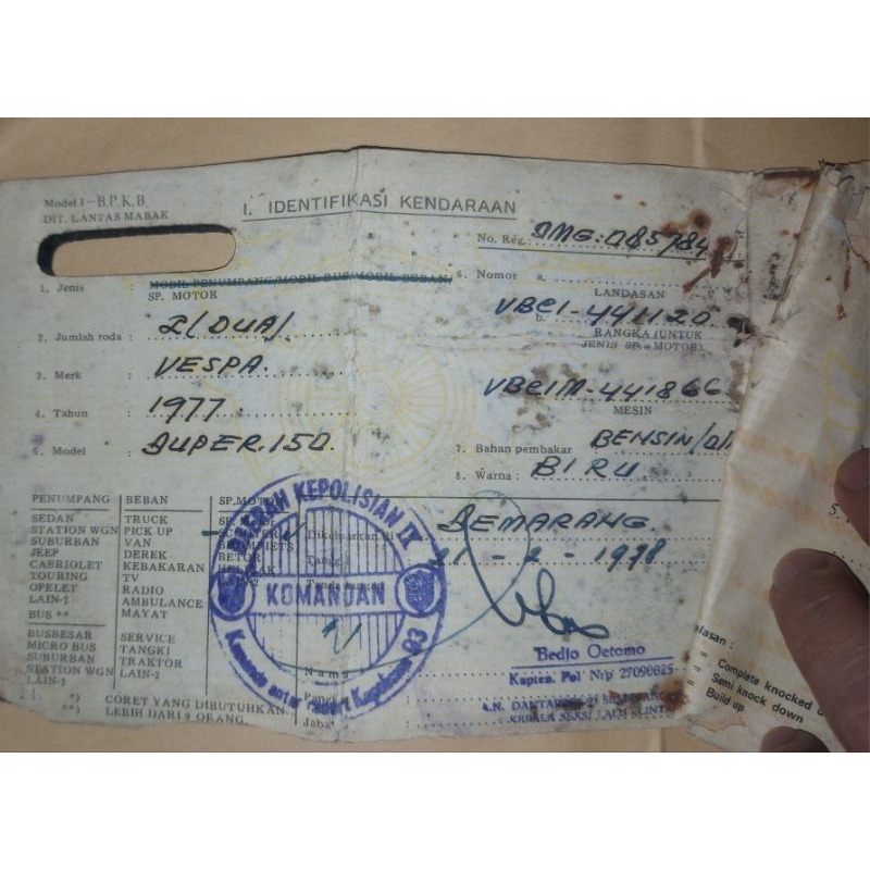 Dokumen vespa super 77 plat H