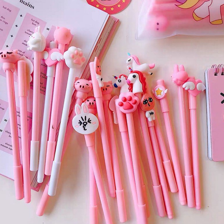 

44 MARKAS HL0078 Pena Karakter Set Pouch Isi 20 Pcs Tempat Pensil Transparan Zipper Bag ds8zk