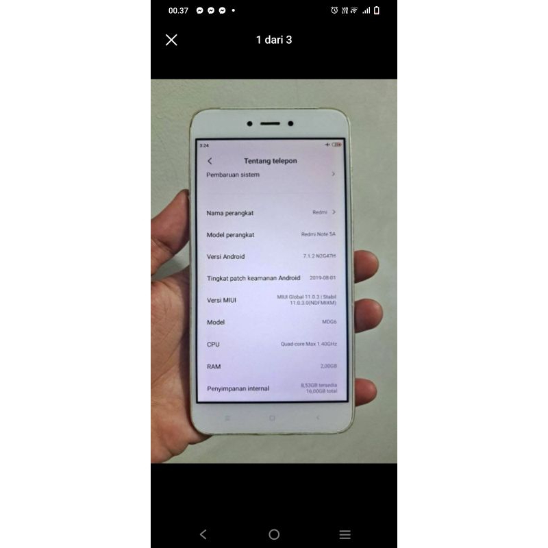 mesin redmi not 5a normal unit lcd pecah