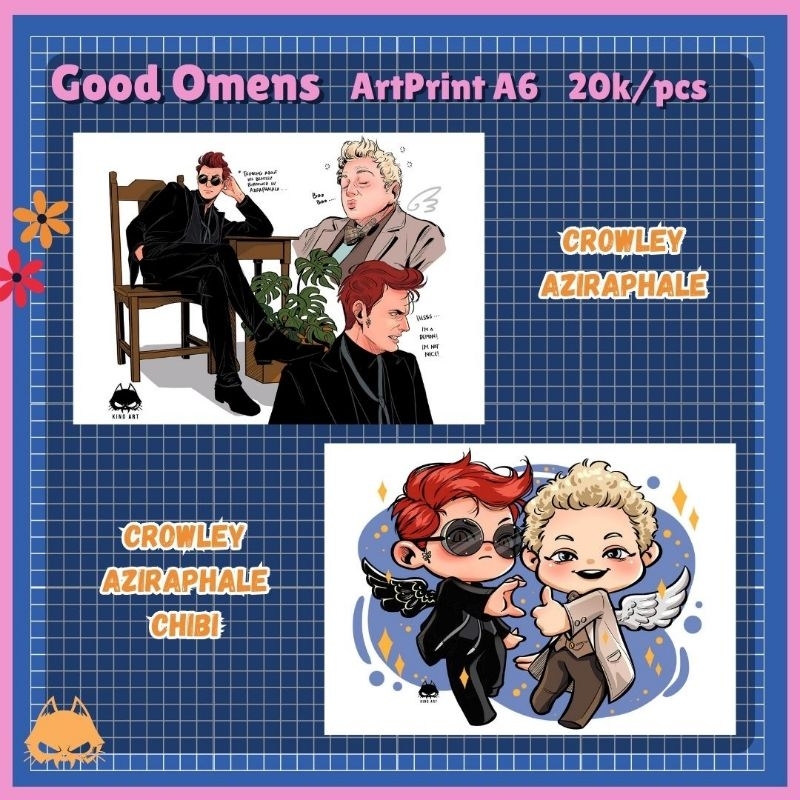 

[OPEN PO] Good Omens Art Print A6 Crowley Aziraphale