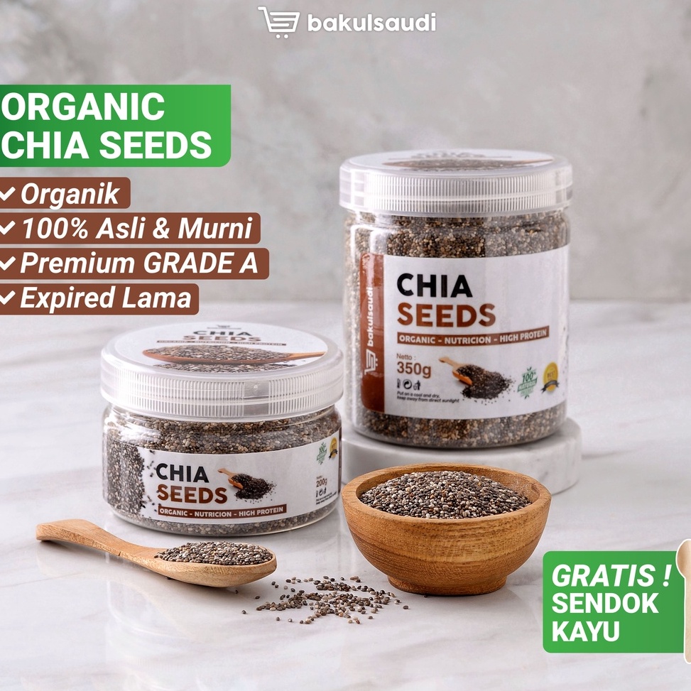 

Organic Chia Seed Grade A Premium Quality Original 100% Murni non GMO Asli / Biji Chia Seeds Hitam Organik Chiaseed Chiaseeds Cia seed Original Harga `)
