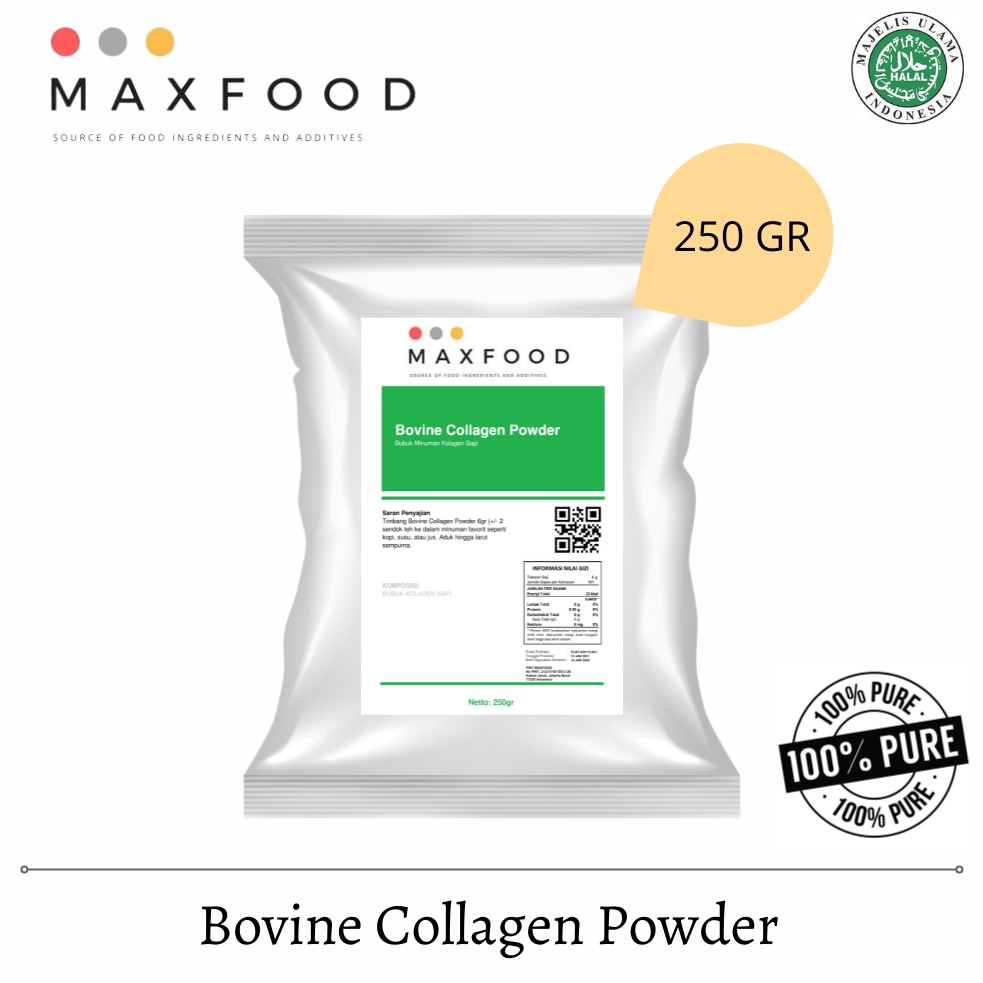 

[KODE ZCCER] MAXFOOD - Turkey Halavet Hydrolized Bovine Collagen/ Bubuk Kolagen Sapi Murni 250 GR