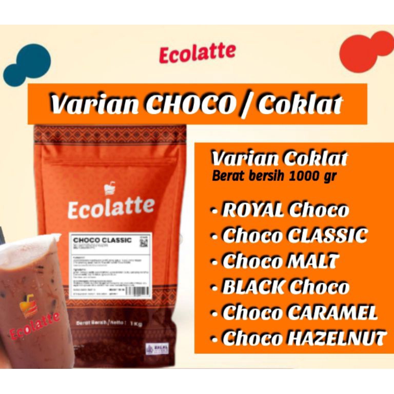

varian CHOCO Ecolatte_serbukminuman_powderdrink Ready Stock