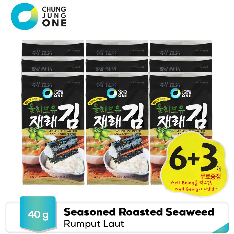 

[✡K80/] Chung Jung One - Roasted Laver - Seasoned Roasted Seaweed with Olive 6 + 3 Dijamin Murah