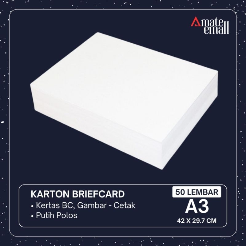 

Kertas Karton BC Briefcard A3 isi 50 Lembar -- Kertas Buku Gambar Karton