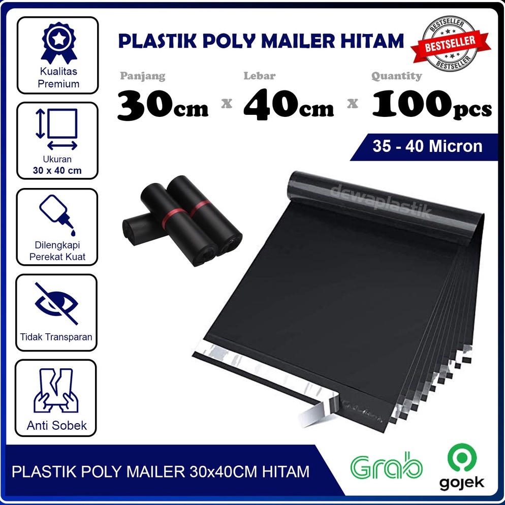 

Murah.. Plastik Packaging Poly Mailer Hitam Glossy 30x40 cm Isi 100pcs Amplop Kemasan Polymailer LDPE 35-40 Micron 30 x 40 cm Plastik Packing Isi 100 Pcs Kantong Plastik Olshop 40 Micron 30 x 40cm QJQ