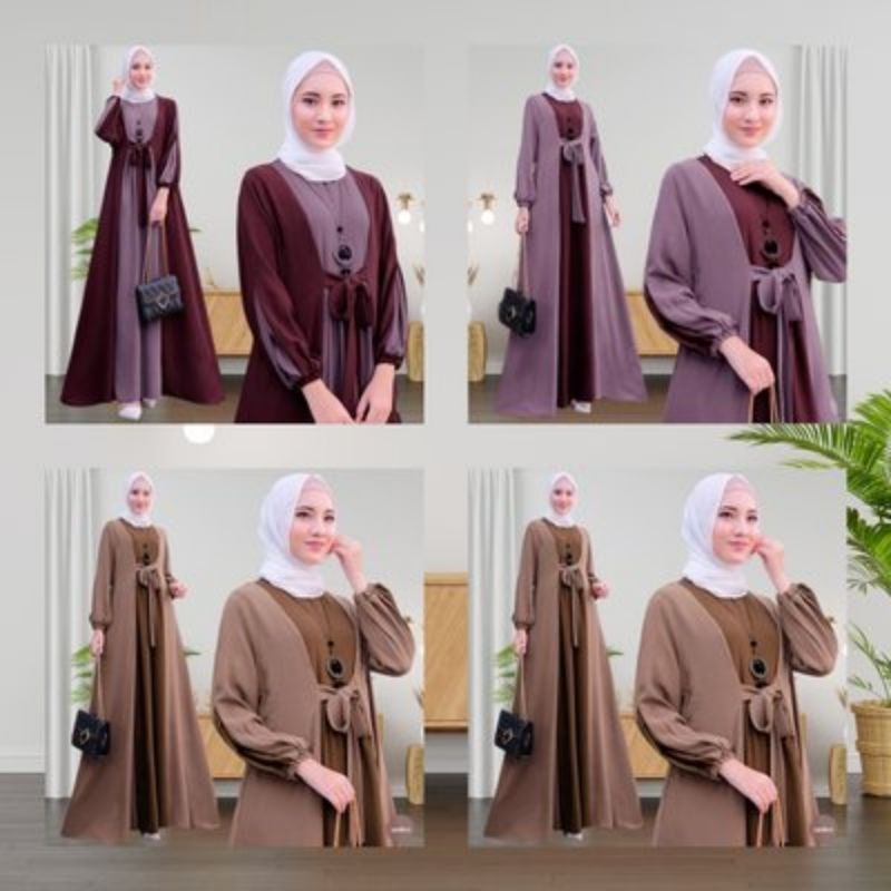 Isyana Dress Crinkle Airflow Gamis Wanita Pesta Kondangan Lebaran