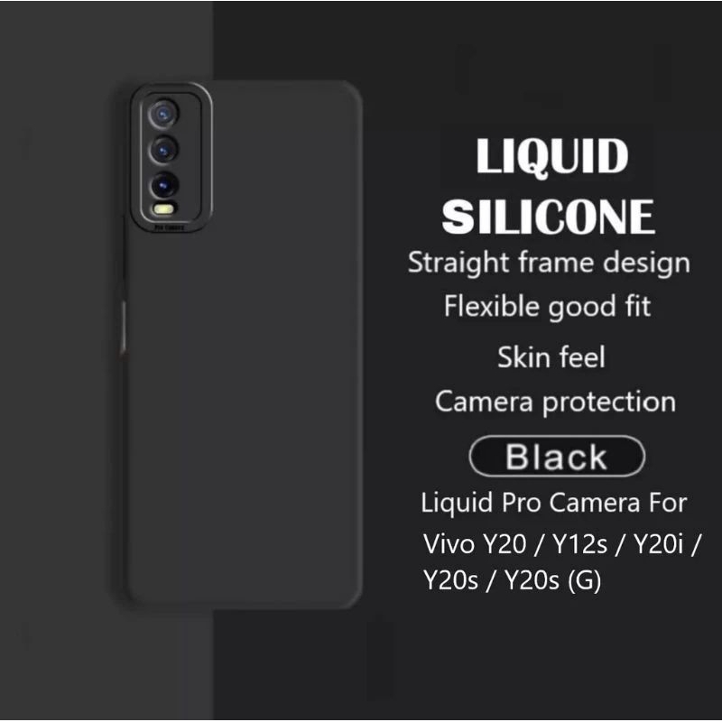 SOFTCASE FULL BLACK VIVO Y20/Y20S/Y12S/Y20i/Y20A/Y12A CASE MACARON PRO CAMERA HITAM POLOS