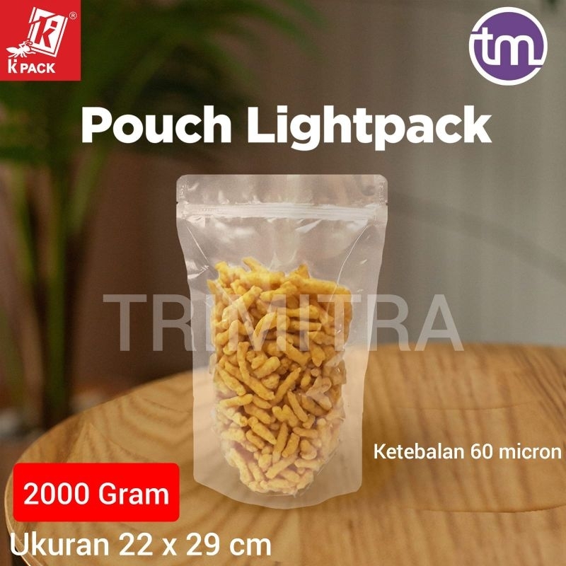 Plastik Kemasan 2229 Snack Standing Pouch Bening Klip Zipper 2 kg