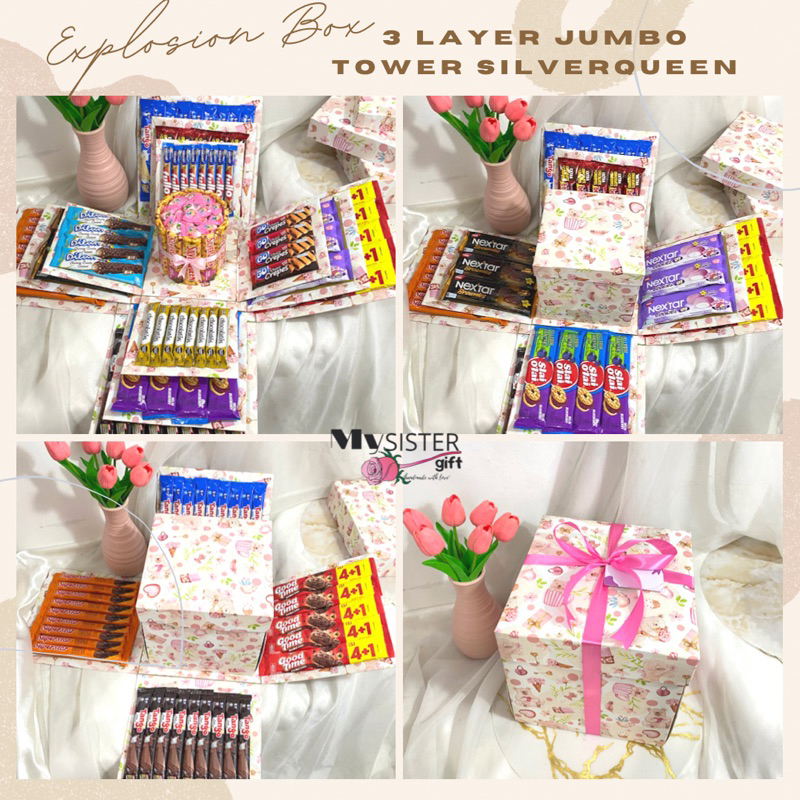 

(WAJIB CHAT ADMIN) EXPLOSION BOX 3 LAYER JUMBO 25cm/ SURPRISE BOX/ UANG TARIK/ KADO ULANG TAHUN