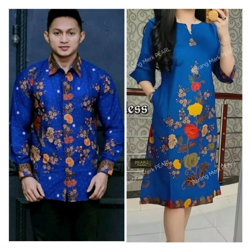 Dress natal modern || batik couple biru