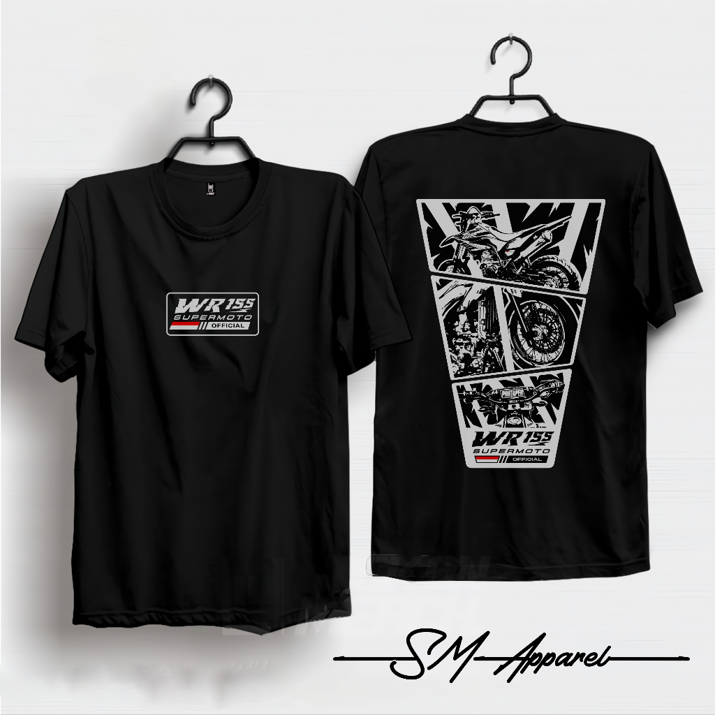 T Shirt Baju Kaos Distro Motif Yamaha WR 155 R Supermoto Indonesia Warna Hitam