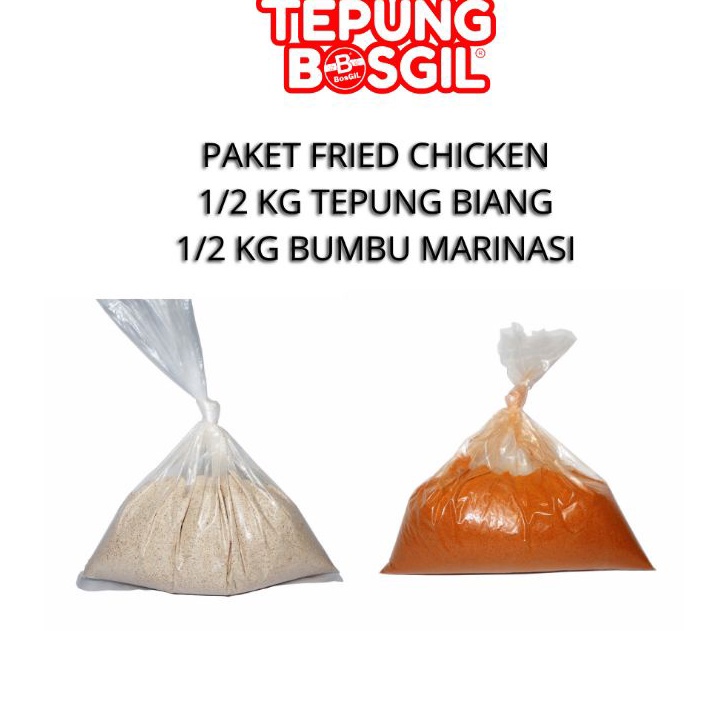 

[KODE E0KHM] Paket tepung Premium Fried Chicken (1/2 kg tepung biang dan 1/2 kg tepung marinasi)