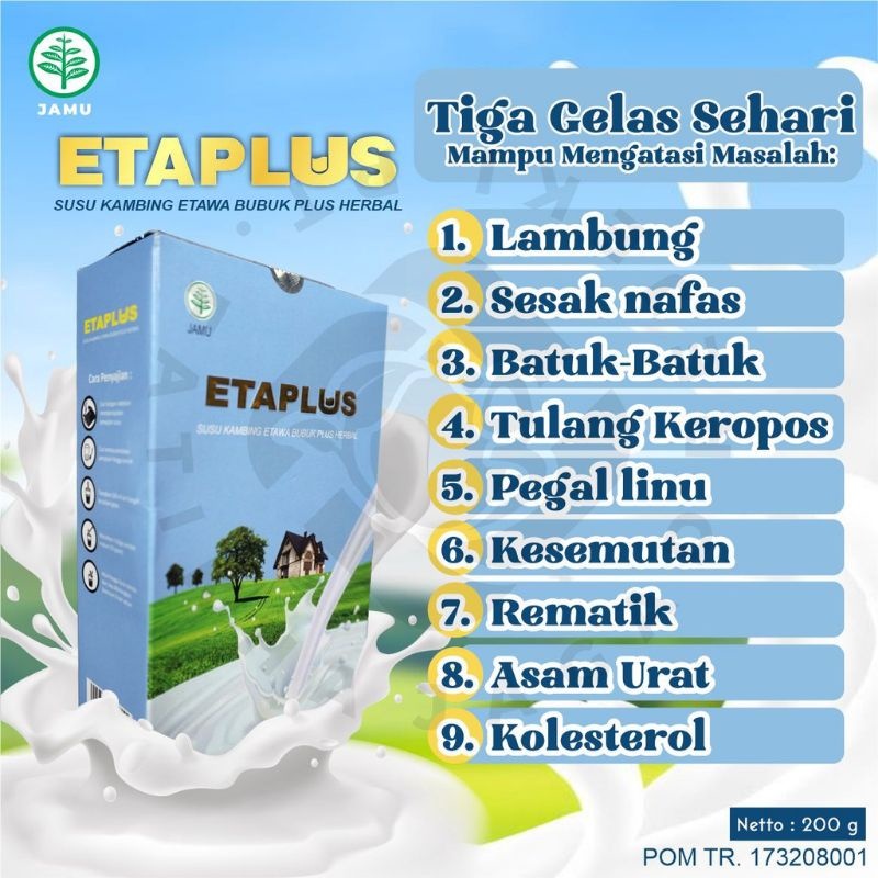 

ETAPLUS Susu Bubuk Kambing Etawa Original Menjaga Kesehatan Tubuh dan Tulang 200 gr