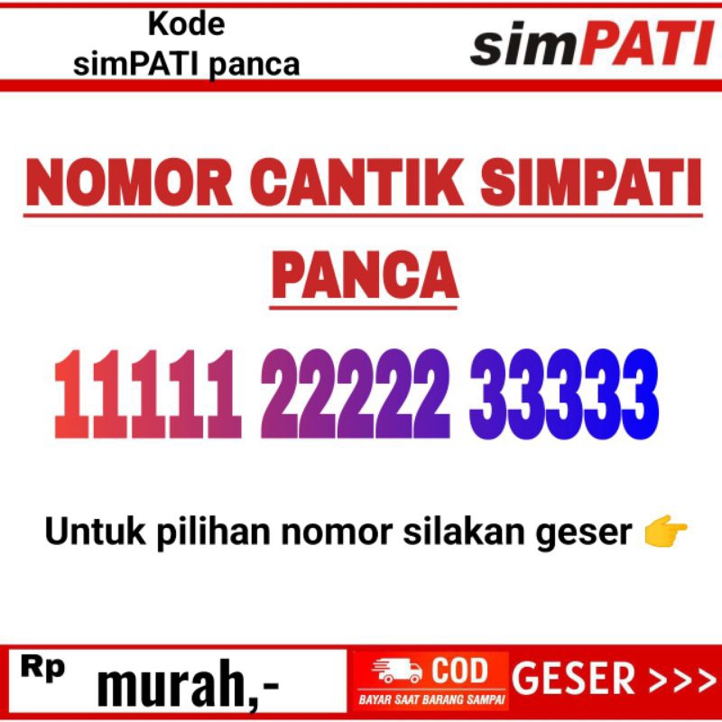 Nomor cantik telkomsel simpati 11111 22222 33333 44444 77777