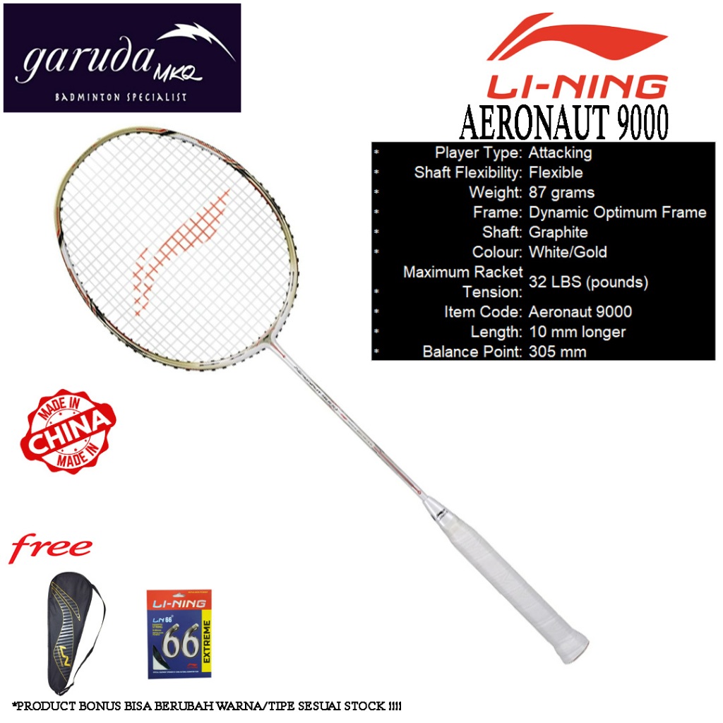 RAKET BADMINTON LINING AERONAUT 9000 / LI-NING AERONAUT 9000 GINTING