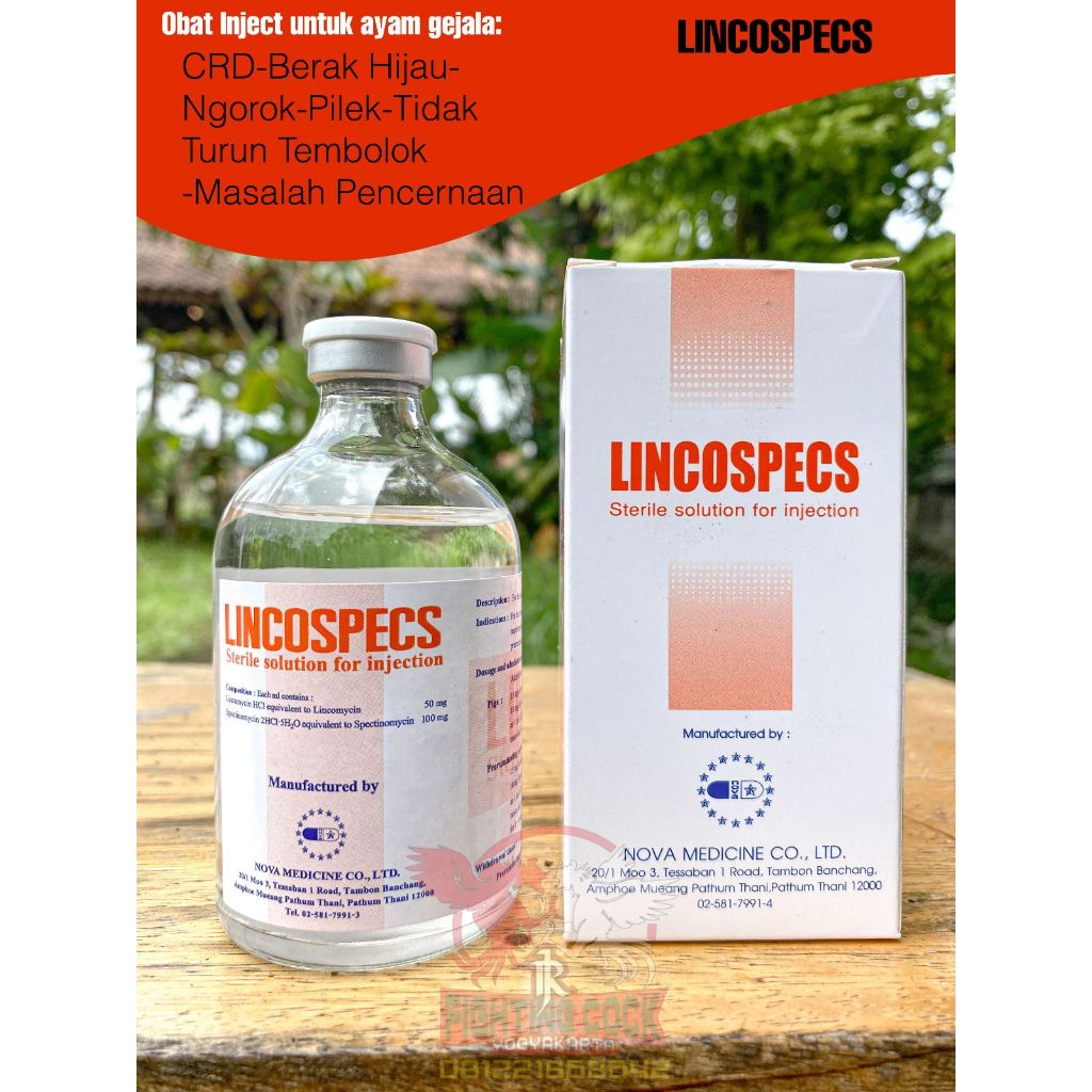 Obat Ayam LINCOSPECS 100 Obat inject aneka infeksi flu snot crd ngorok pada Ayam