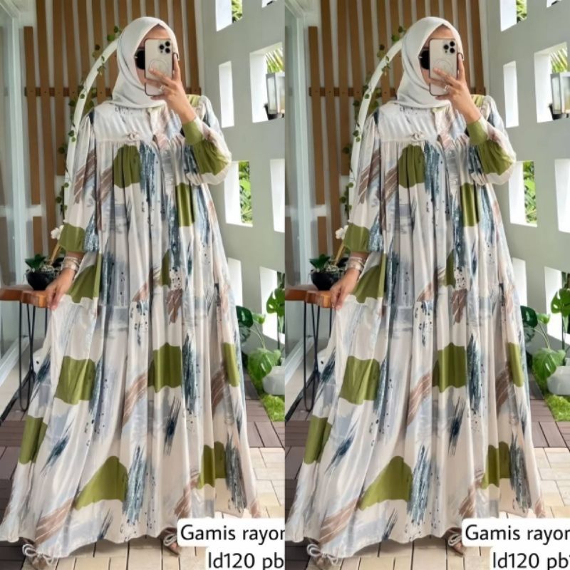 NizzaStore Aloora Long Dress Rayon Diamond Jumbo / Gamis Rayon Kekinian