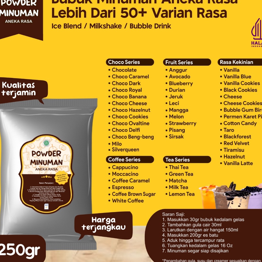 

[KODE GW0CS] Bubuk Serbuk Minuman Bubuk Minuman Kekinian 250 Gram Aneka Rasa Instan Boba Powder Drink C27