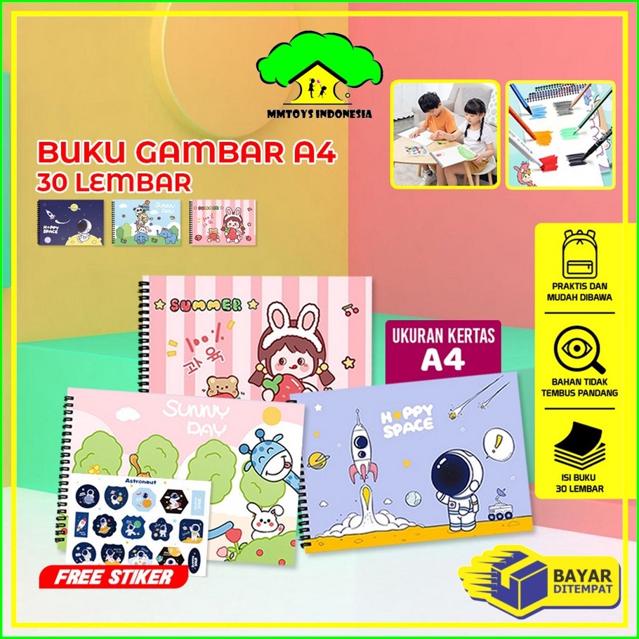 

[KODE FLBHA] MI-A62 Buku Gambar A4 30 Lembar Drawing Book Buku Mewarnai Anak Balita Painting Book / Buku Menggambar Buku Sketsa Gambar Lukis
