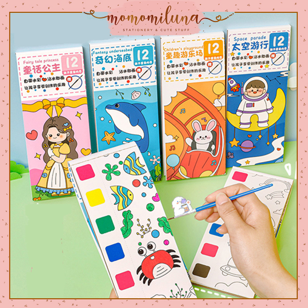 

1 set watercolor painting book cute buku lukis lucu DIY mainan edukasi kreatif anak MK1571