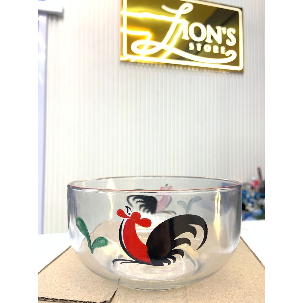 Mangkok Kaca Bening Motif Ayam | MANGKOK SLB-6B/DKR