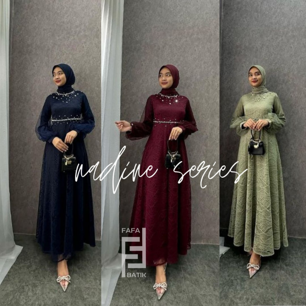 Gamis Nadine Dress Exclusive Modern Gamis Terbaru Tunangan, Kondangan, Lamaran, Kekinian gamis coupl