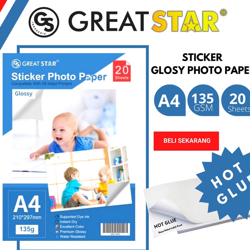 

[KODE ZQHUS] STICKER KES PHOTO GLOSY 135 GREAT STAR NEW !!! (HOT GLUE)