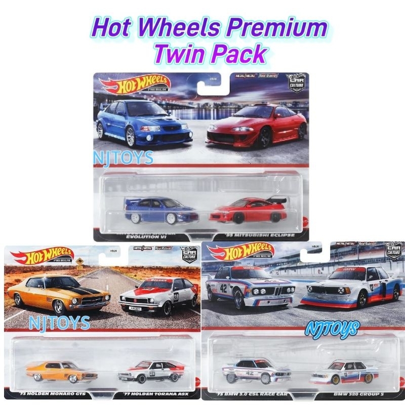 Hot Wheels Premium Twin Pack Mitsubishi Lancer Evolution Eclipse BMW Fullset