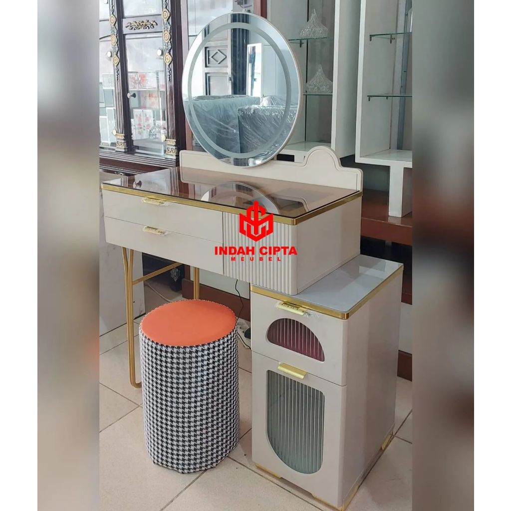 IMPORTA Meja Rias Kekinian / Meja Rias Ala Korea / Meja Rias Lampu LED / Tary Dressing Table