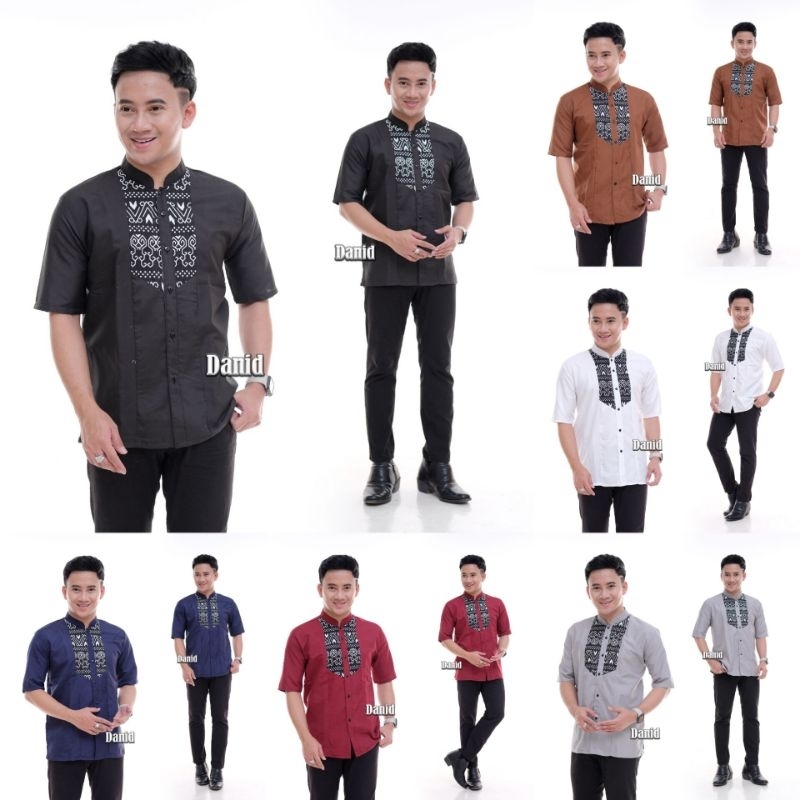baju Koko kombinasi batik Premium Quality Lengan Pendek