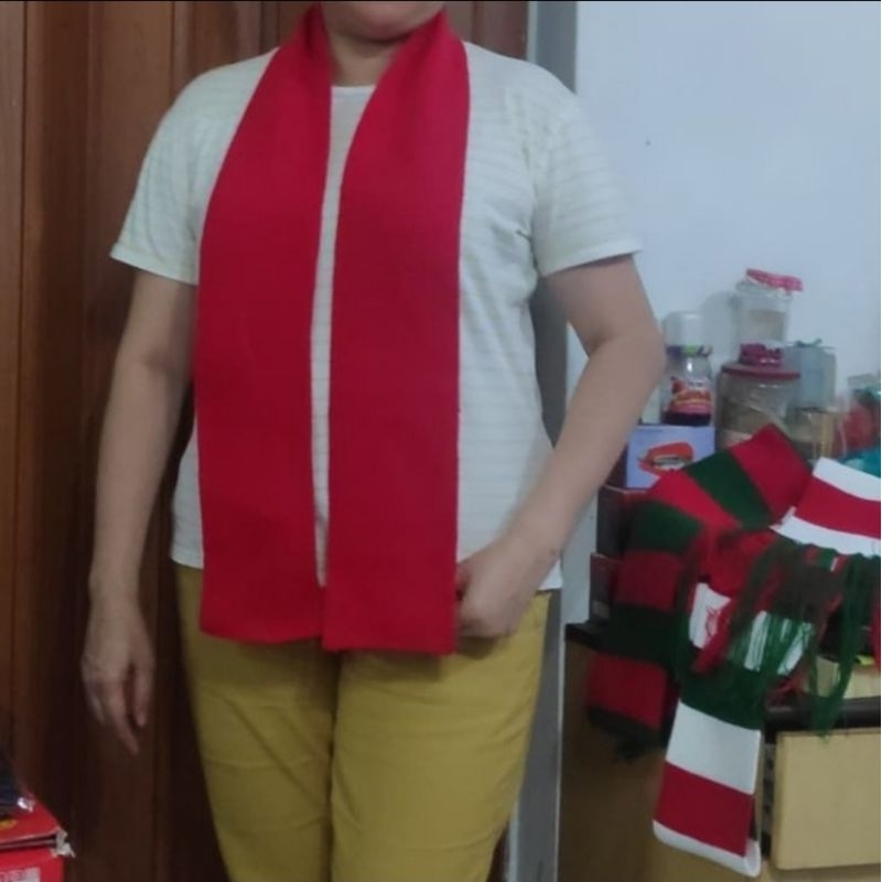 Syal syall scarf shawl rajut polos merah