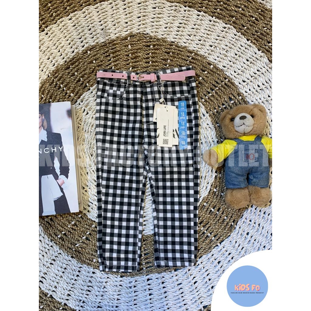 CELANA PANJANG MOTIF KOTAK HITAM PUTIH ZARA - BRAND ZARA - BRAND ORIGINAL - CELANA PANJANG ANAK PERE