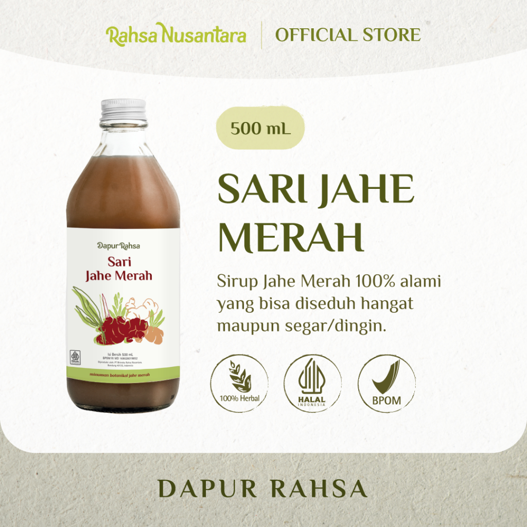 

Sari Jahe Merah 500mL | BPOM by Rahsa Nusantara - Jamu Sirup Herbal Tradisional