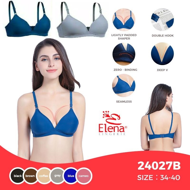 Bra Cup B Deep V Seamless Busa Tipis & Tanpa Kawat Elena / BH Lightly Padded Shaper Cup B Elena 2402