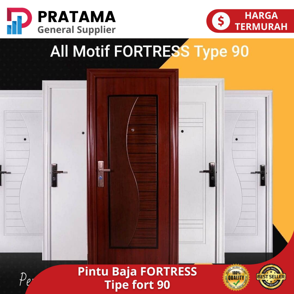 PINTU BAJA SINGLE DOOR FORTRESS TYPE FORT 90 - White & Woood Series | SURABAYA