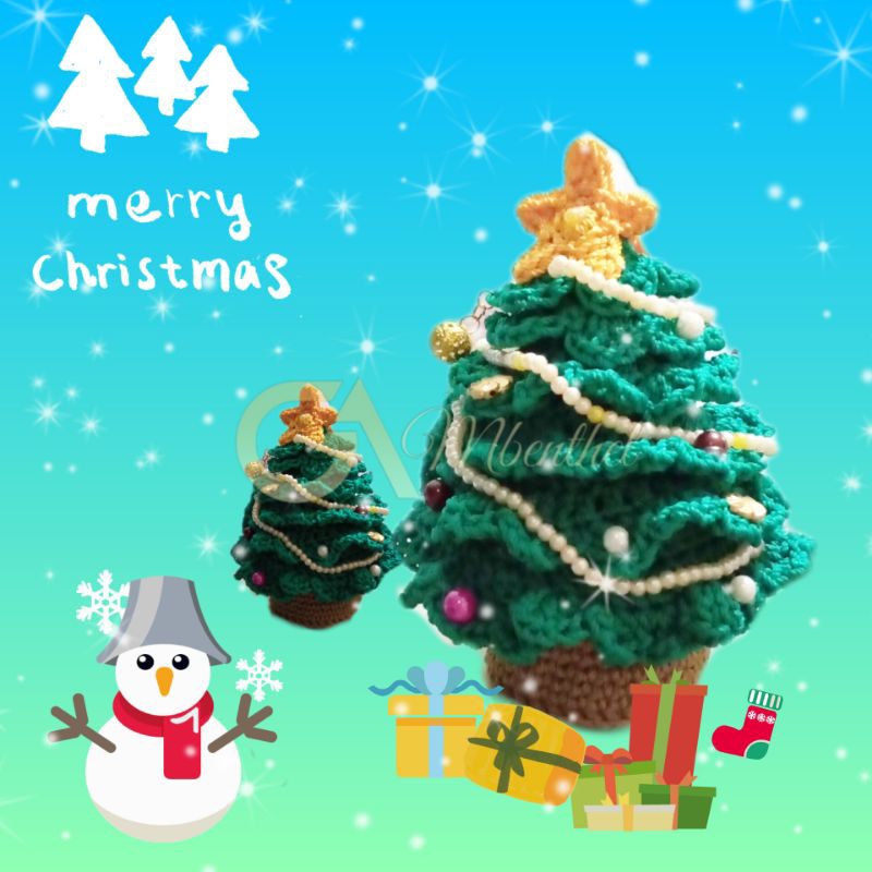 GA Mbenthel Ornamen Natal Rajut Pohon Natal, Snowman, Wreath