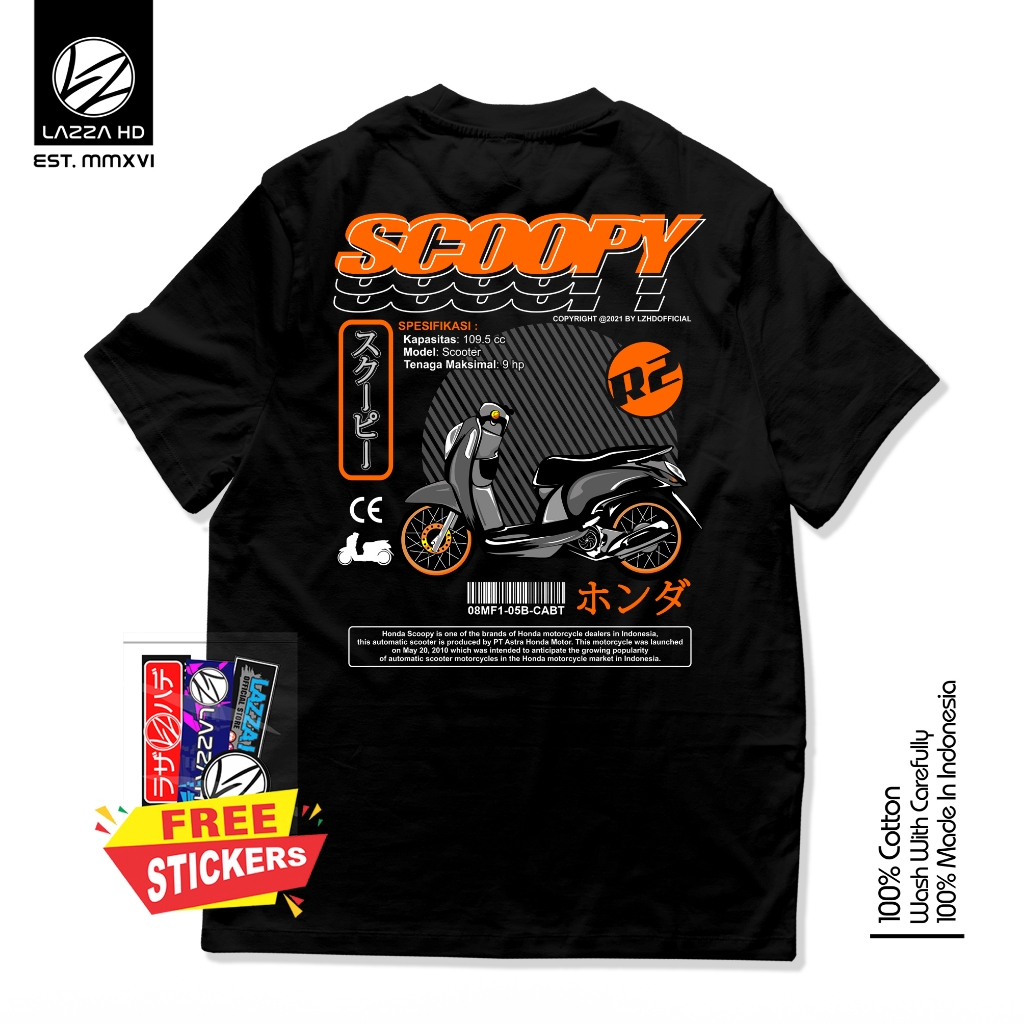 Kaos Baju Distro Scoopy R2 Original Spesifikasi Font Unisex Pria Wanita Terlaris Lazza HD